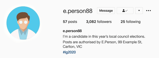 An example of electoral matter authorisation in an Instagram profile