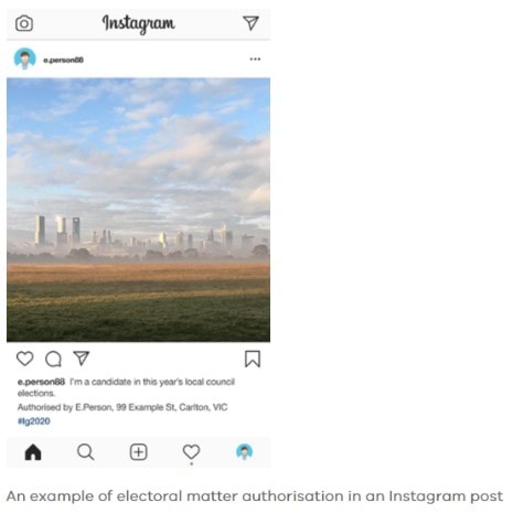 Example of an authorised Instagram post